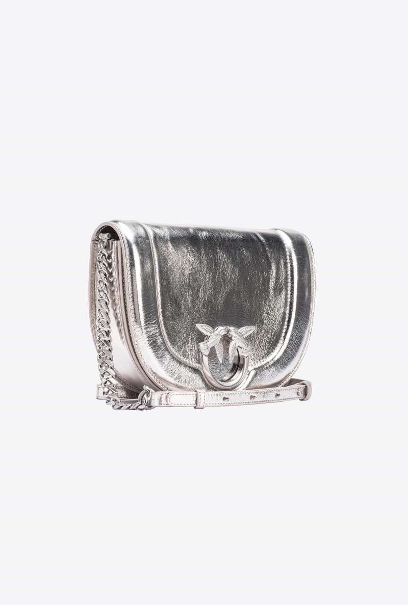 SILVER-BLOCK COLOUR Pinko Galleria laminated Classic Love Bag Click Round | MYJZR65509