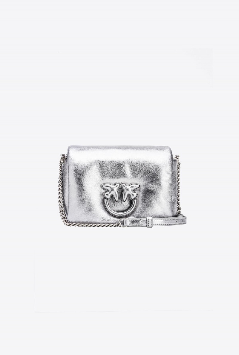 SILVER-OLD SILVER Pinko Baby Love Bag Click Puff laminated | AMYWC34184