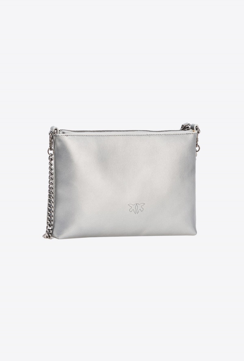 SILVER-OLD SILVER Pinko Metallic Aika Flat bag | MYZDE89749