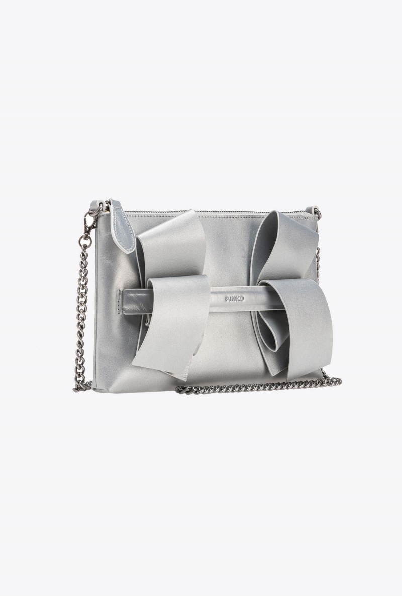 SILVER-OLD SILVER Pinko Metallic Aika Flat bag | MYZDE89749