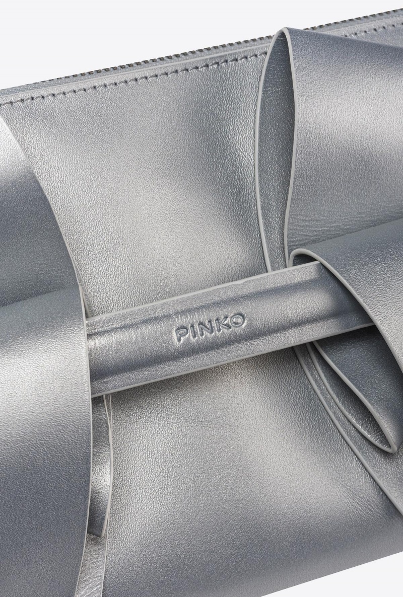 SILVER-OLD SILVER Pinko Metallic Aika Flat bag | MYZDE89749