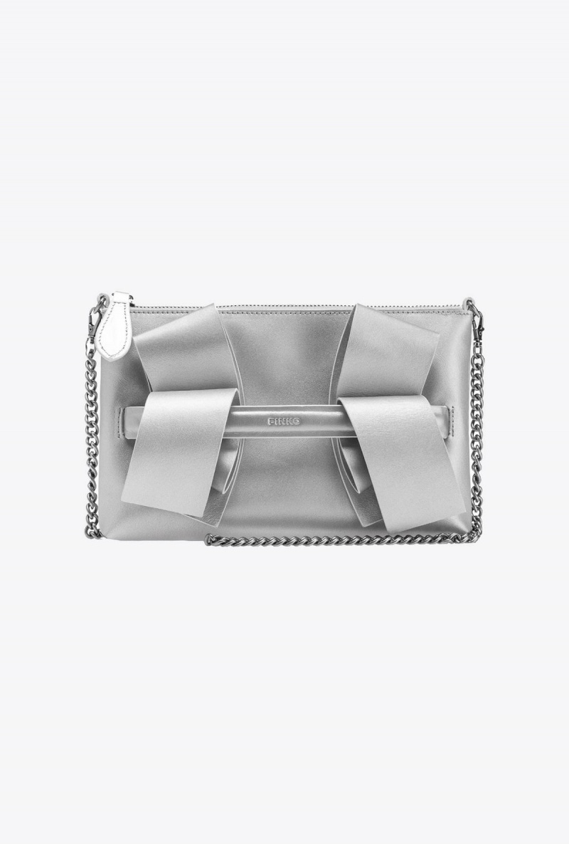 SILVER-OLD SILVER Pinko Metallic Aika Flat bag | MYZDE89749