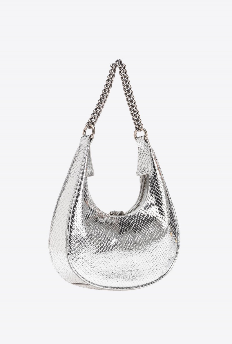 SILVER-OLD SILVER Pinko Mini Brioche Bag Hobo | TMYWZ45062