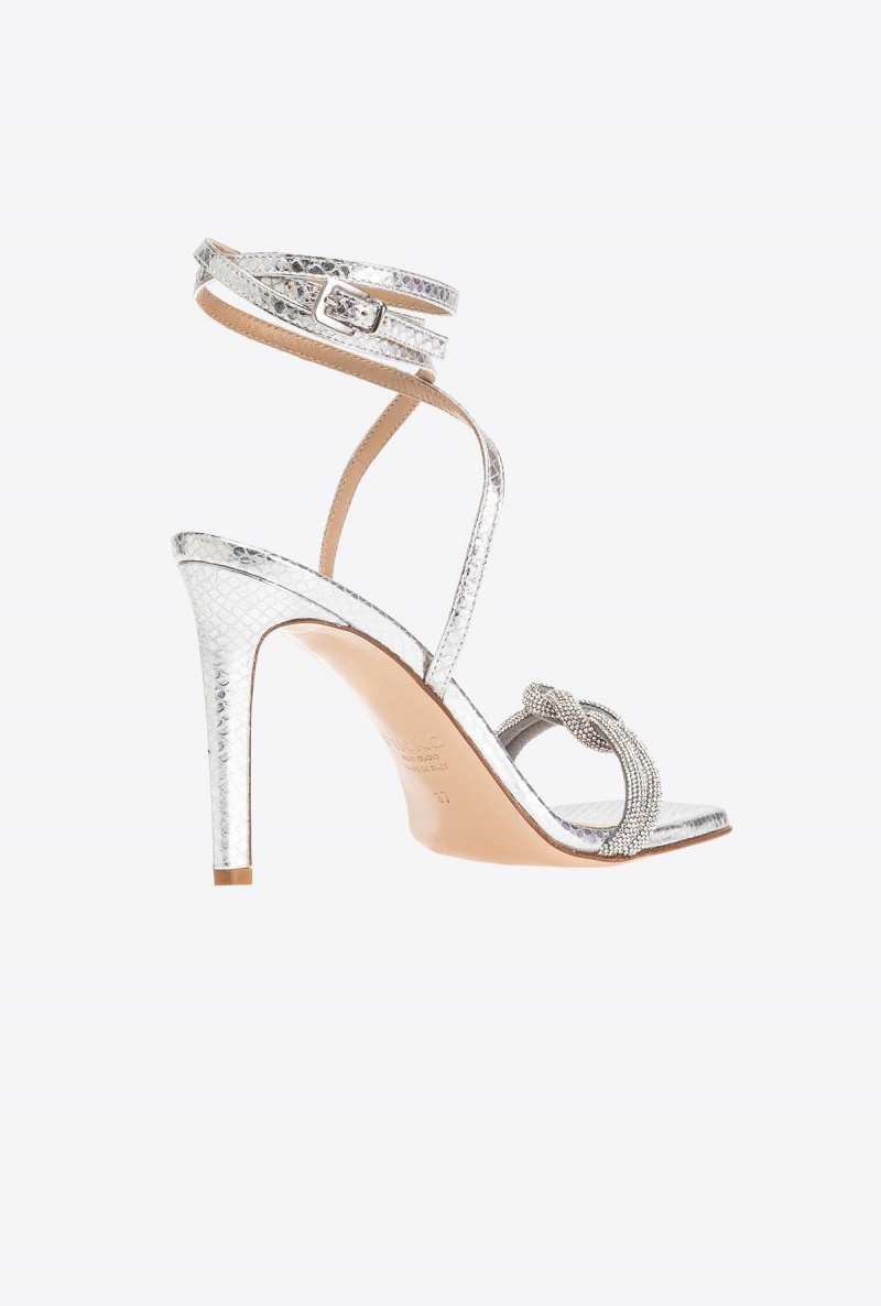 SILVER Pinko Sandals with rhinestone knot | MYEGJ24539