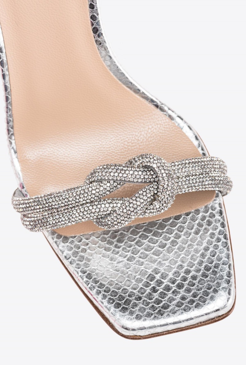 SILVER Pinko Sandals with rhinestone knot | MYEGJ24539