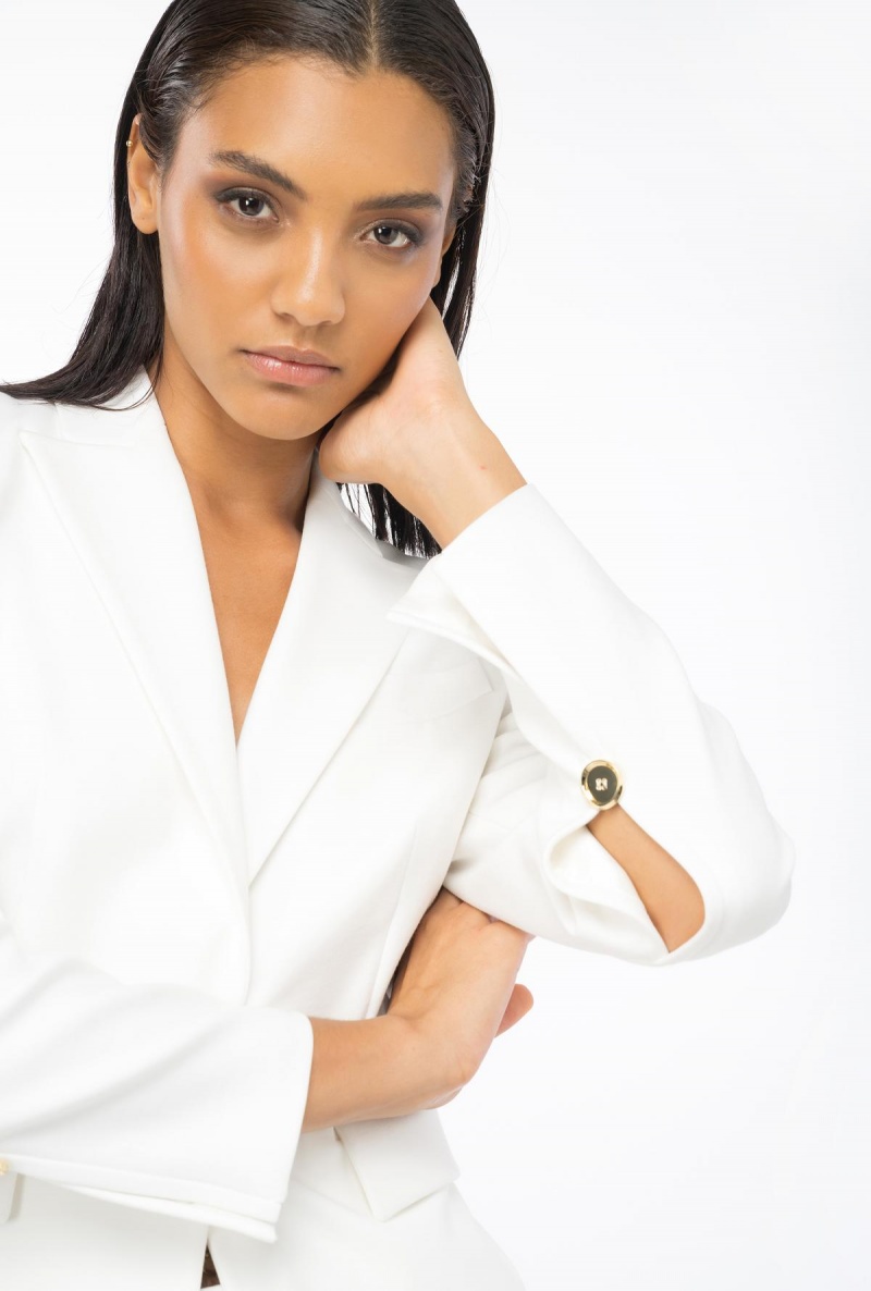 SNOW WHITE Pinko Single-breasted fabric-stitch blazer | LMYSX31702