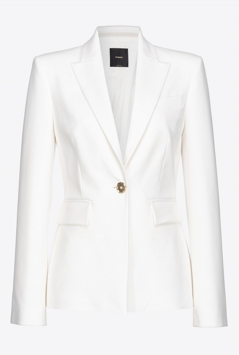 SNOW WHITE Pinko Single-breasted fabric-stitch blazer | LMYSX31702
