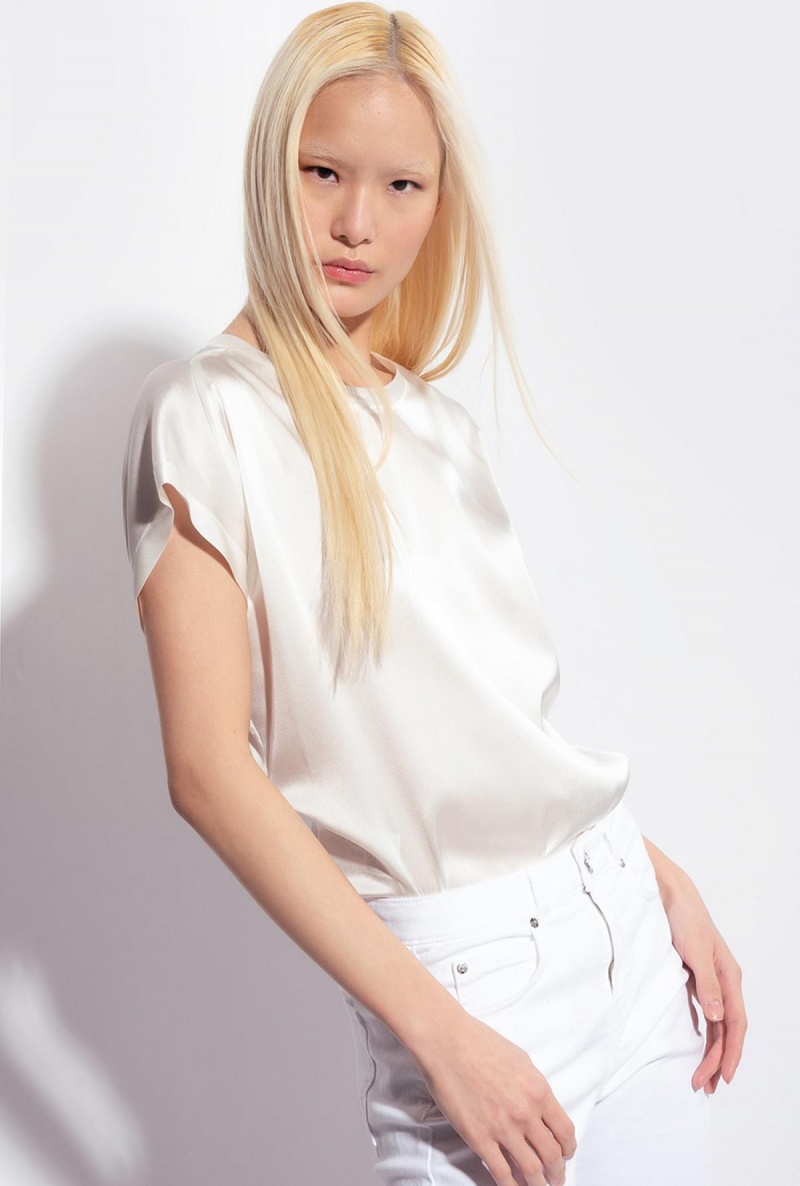 SNOW WHITE Pinko Stretch satin top | EMYVG73210