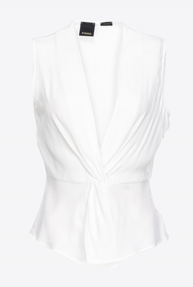 SNOW WHITE Pinko V-neck crepe top | MYXBR35299