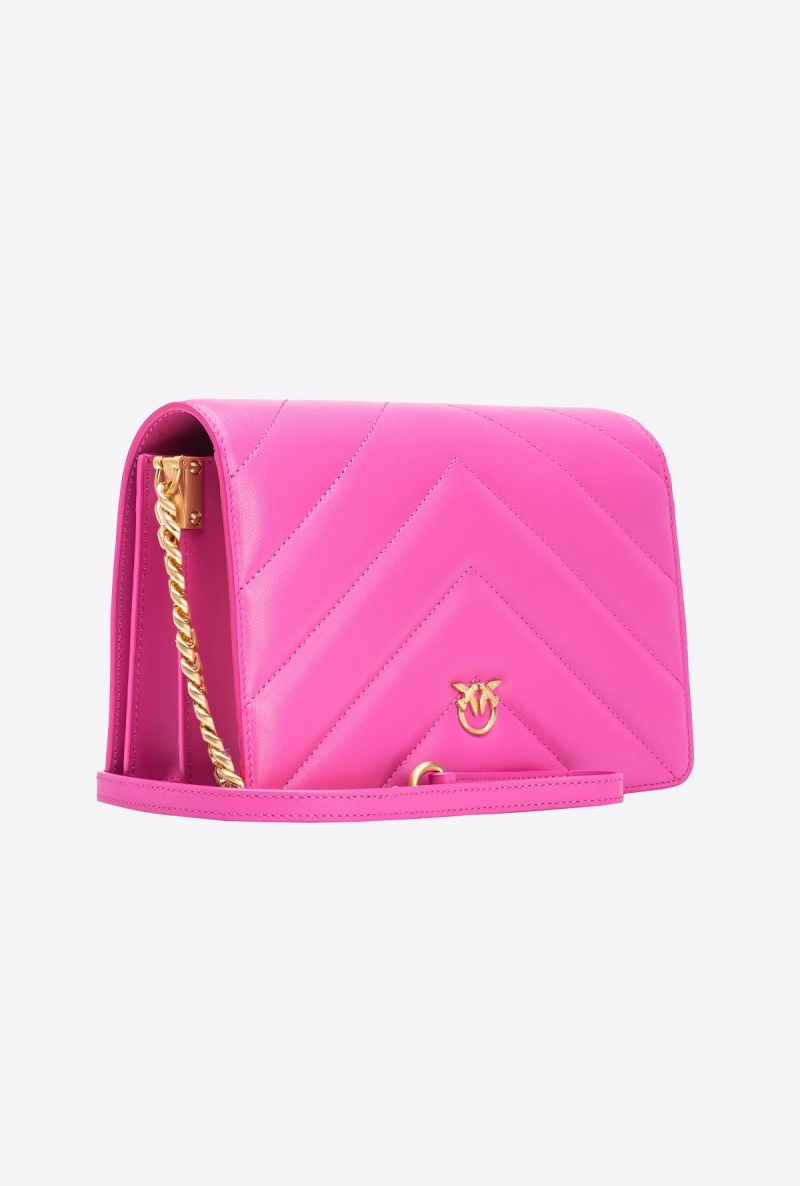 STRAWBERRY-BRUSHED GOLD Pinko Classic Love Bag Click Big Chevron | QMYWA28769