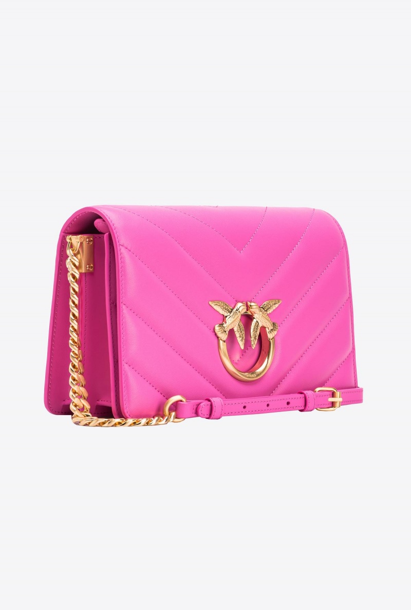 STRAWBERRY-BRUSHED GOLD Pinko Classic Love Bag Click Big Chevron | QMYWA28769