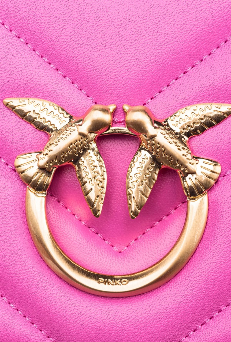 STRAWBERRY-BRUSHED GOLD Pinko Classic Love Bag Click Big Chevron | QMYWA28769