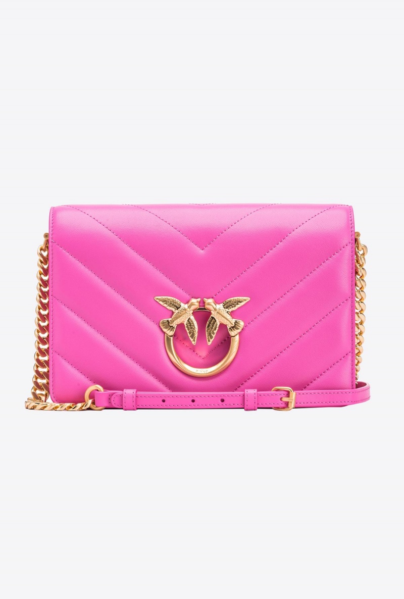 STRAWBERRY-BRUSHED GOLD Pinko Classic Love Bag Click Big Chevron | QMYWA28769