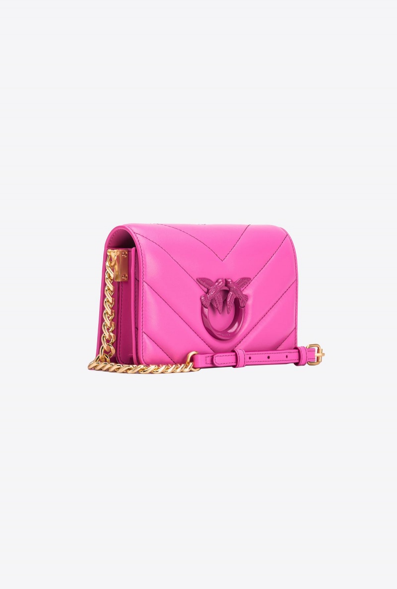 STRAWBERRY+COLOUR CONTRASTING COLOUR Pinko Galleria Mini Love Bag Click Big Chevron Opposite | AMYWC45876