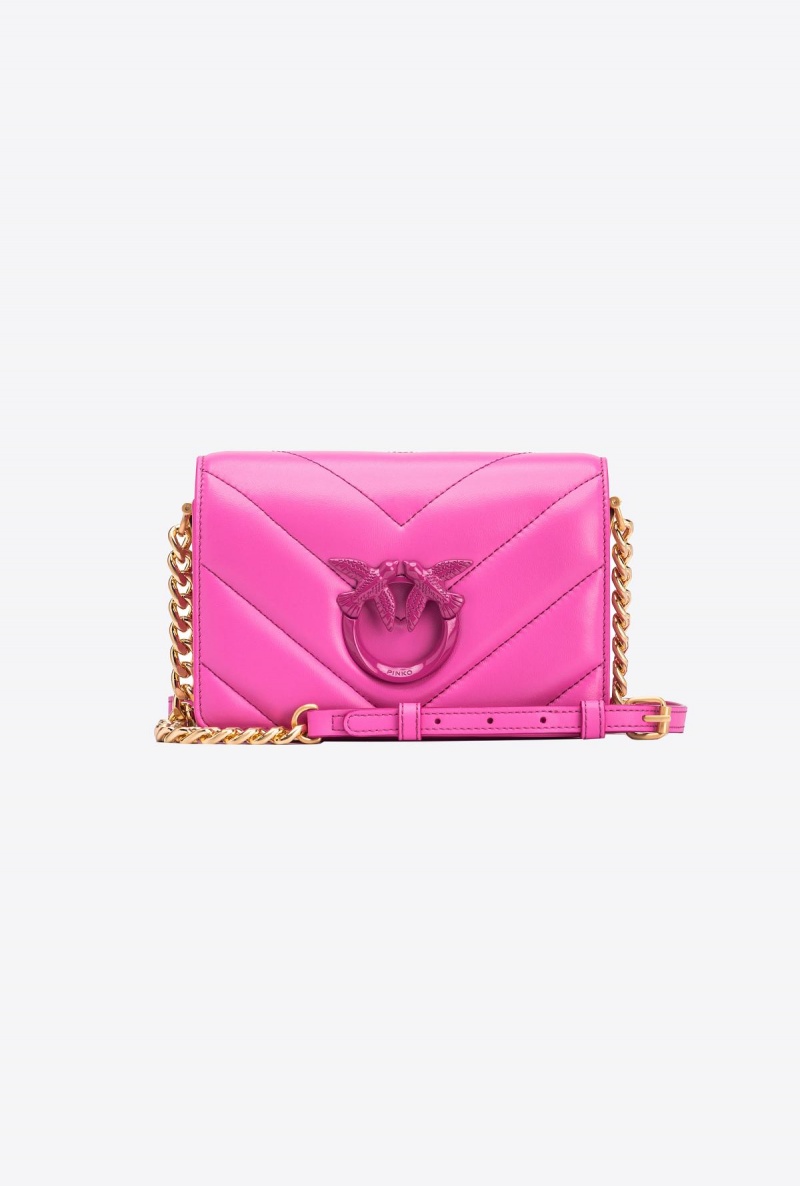 STRAWBERRY+COLOUR CONTRASTING COLOUR Pinko Galleria Mini Love Bag Click Big Chevron Opposite | AMYWC45876