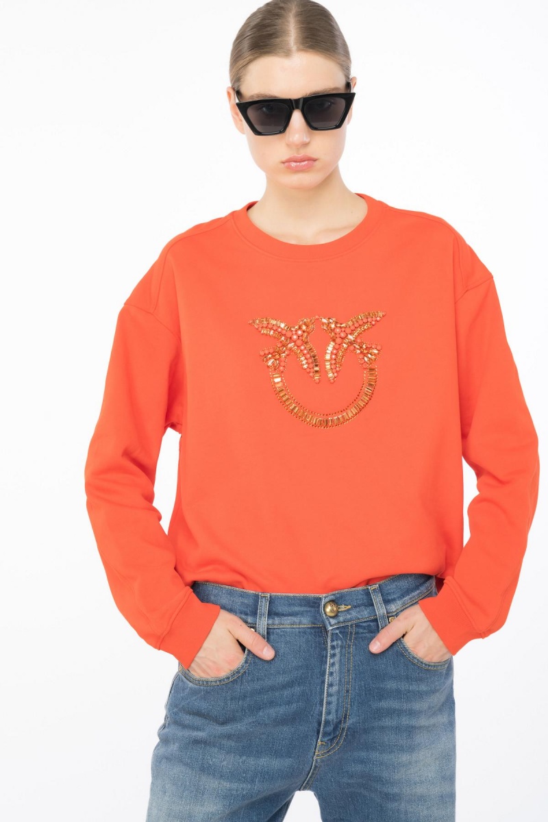 SURIMI ORANGE Pinko Sweatshirt with Love Birds embroidery | MYZPD68456