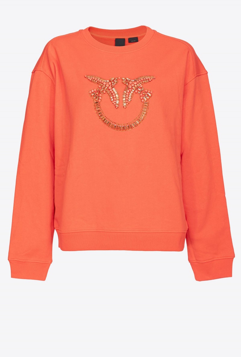 SURIMI ORANGE Pinko Sweatshirt with Love Birds embroidery | MYZPD68456