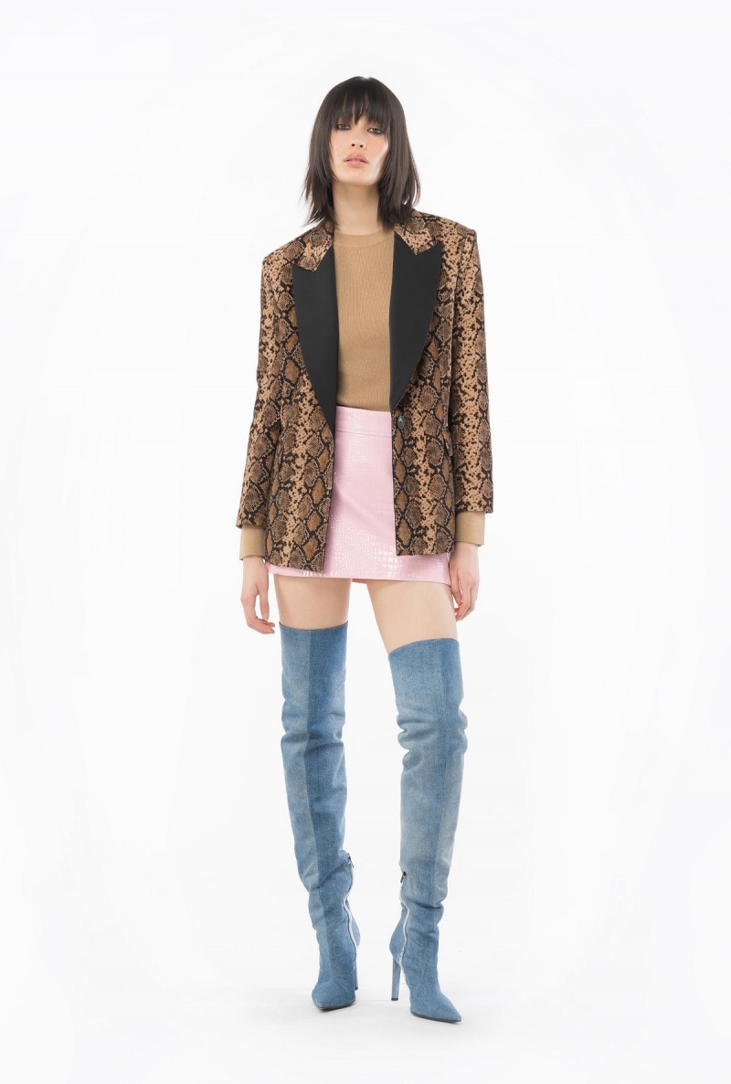 TANNIN BEIGE Pinko Long-sleeved rib-knit top | GMYUC63325