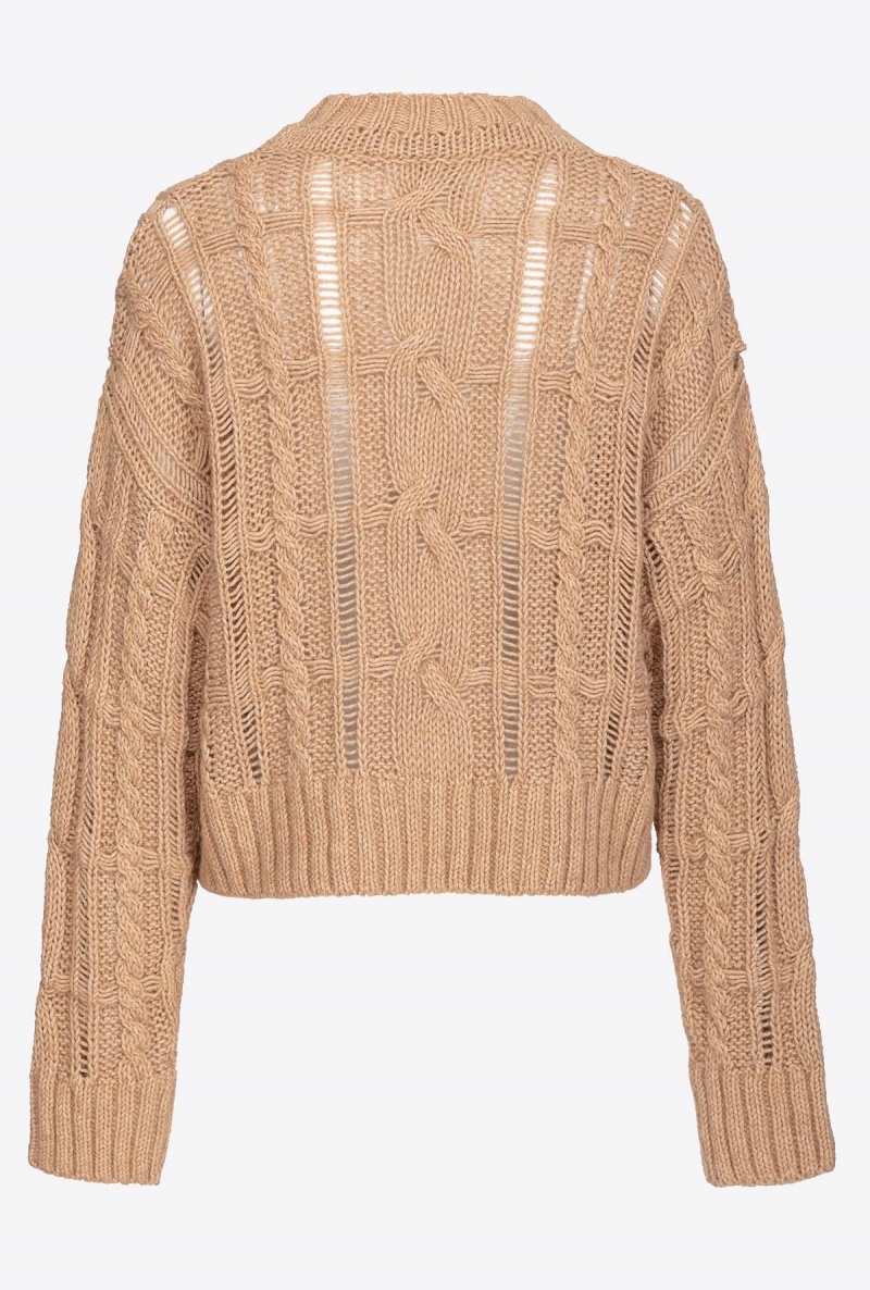 TANNIN BEIGE Pinko Soft cable-knit sweater | EMYHC69498