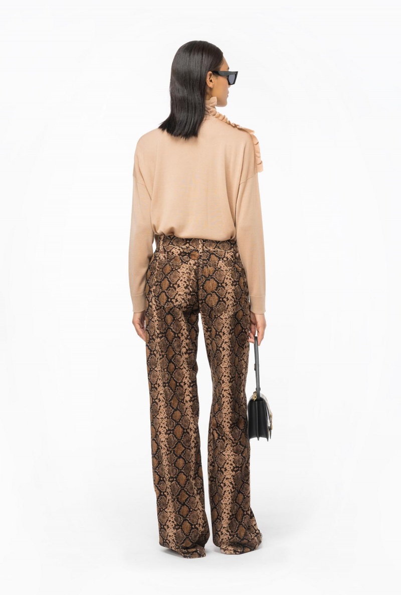 TANNIN BEIGE Pinko Wool turtleneck with ruching | MYQCS11886