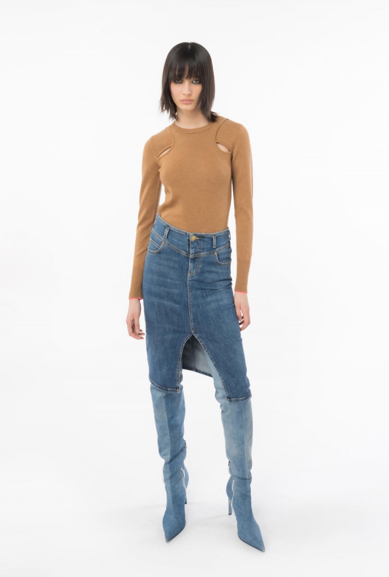 TOBACCO BROWN Pinko Cashmere sweater with cut-out | EMYHC14481