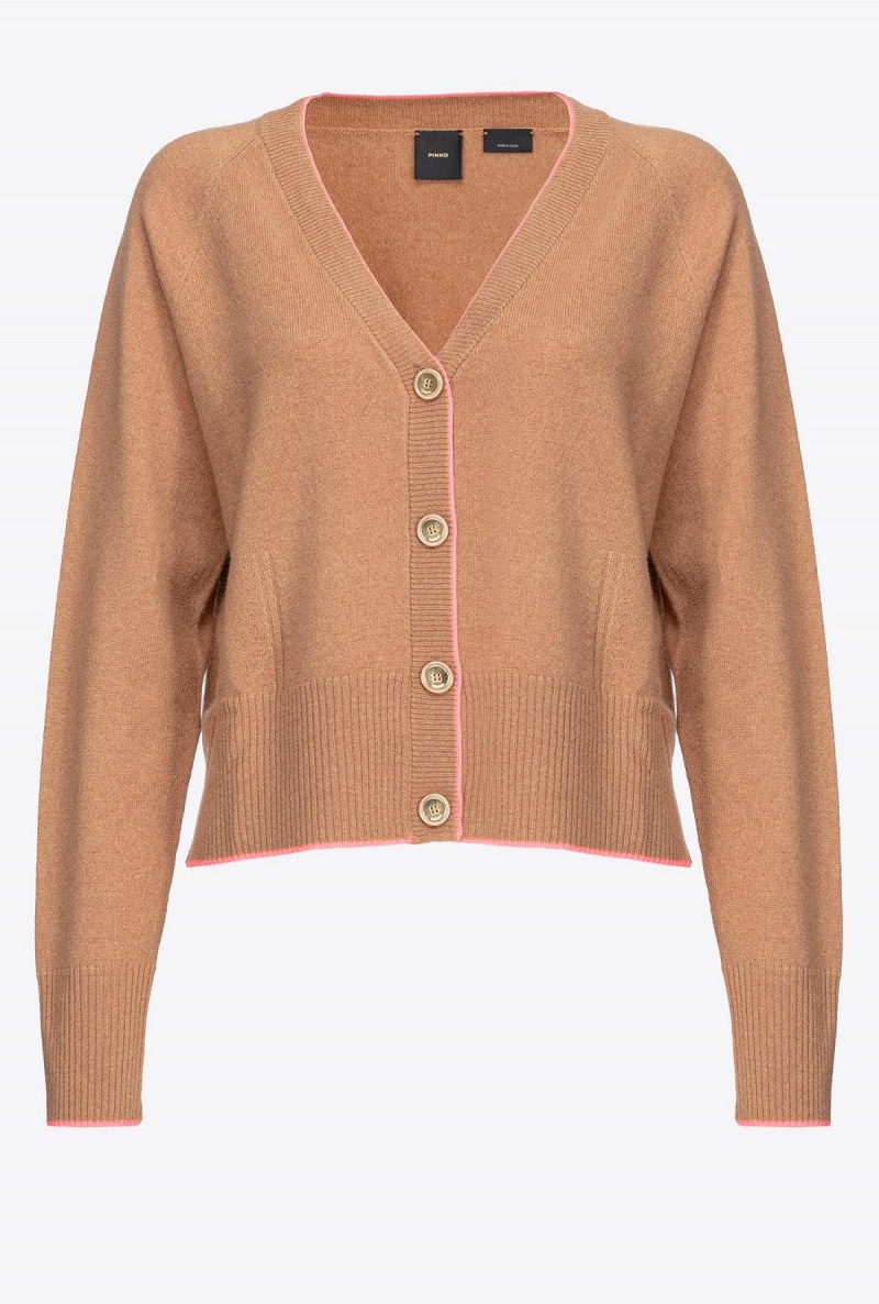 TOBACCO BROWN Pinko Short cashmere cardigan | EMYVG13129