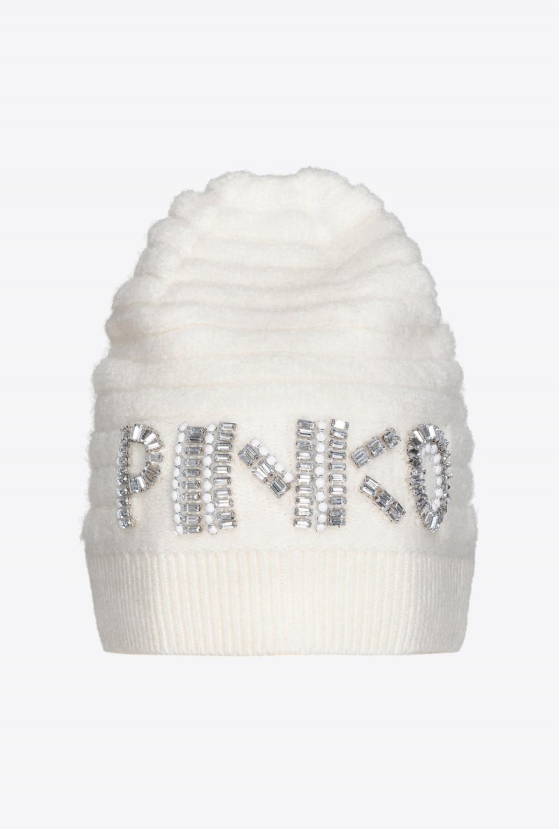 VANILLA ICE-CREAM WHITE Pinko Beanie with shiny logo | BMYSO22688