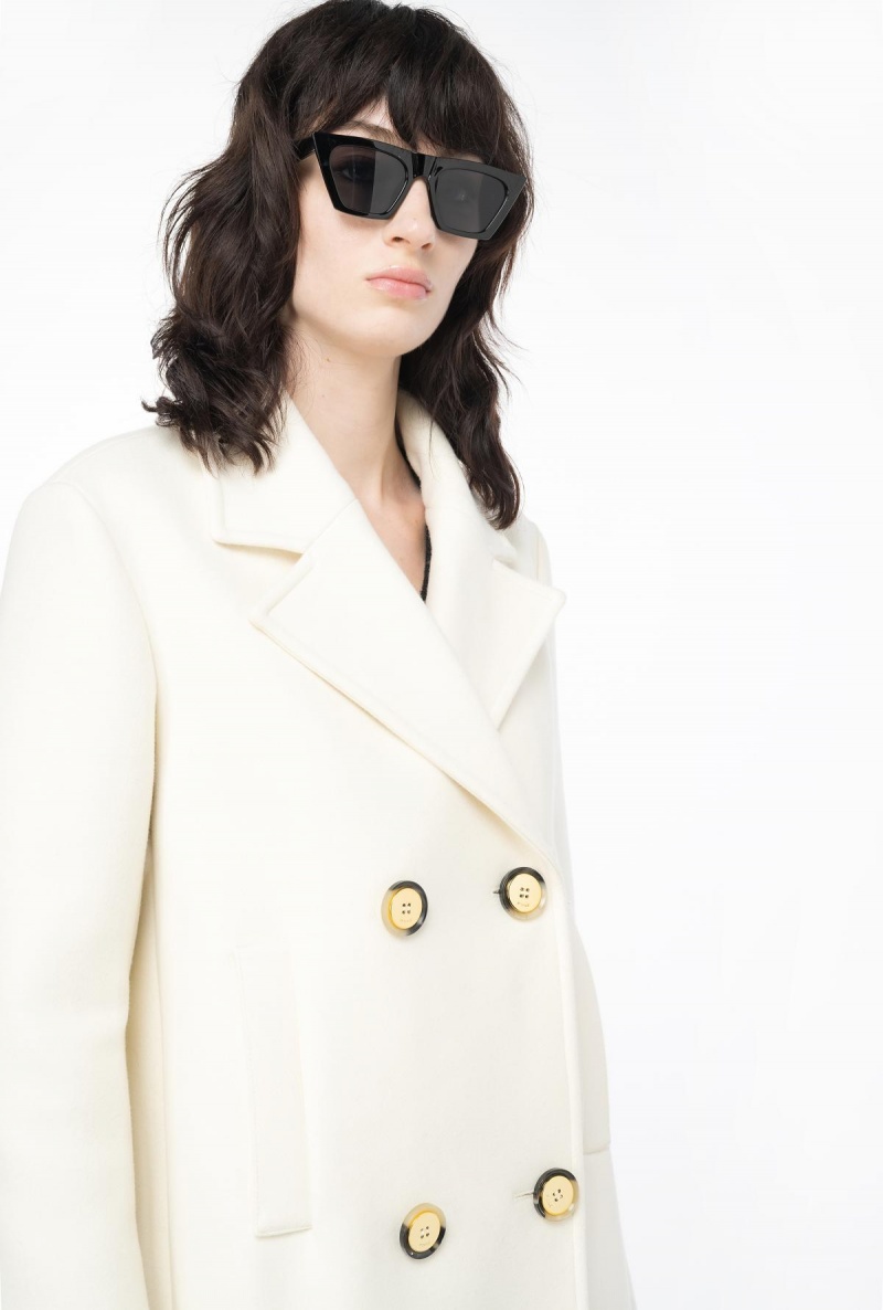 VANILLA ICE-CREAM WHITE Pinko Cloth pea coat | QMYWA96458