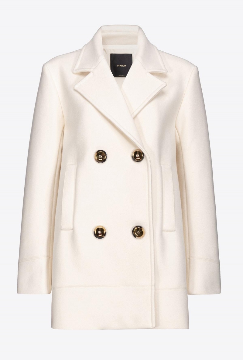 VANILLA ICE-CREAM WHITE Pinko Cloth pea coat | QMYWA96458