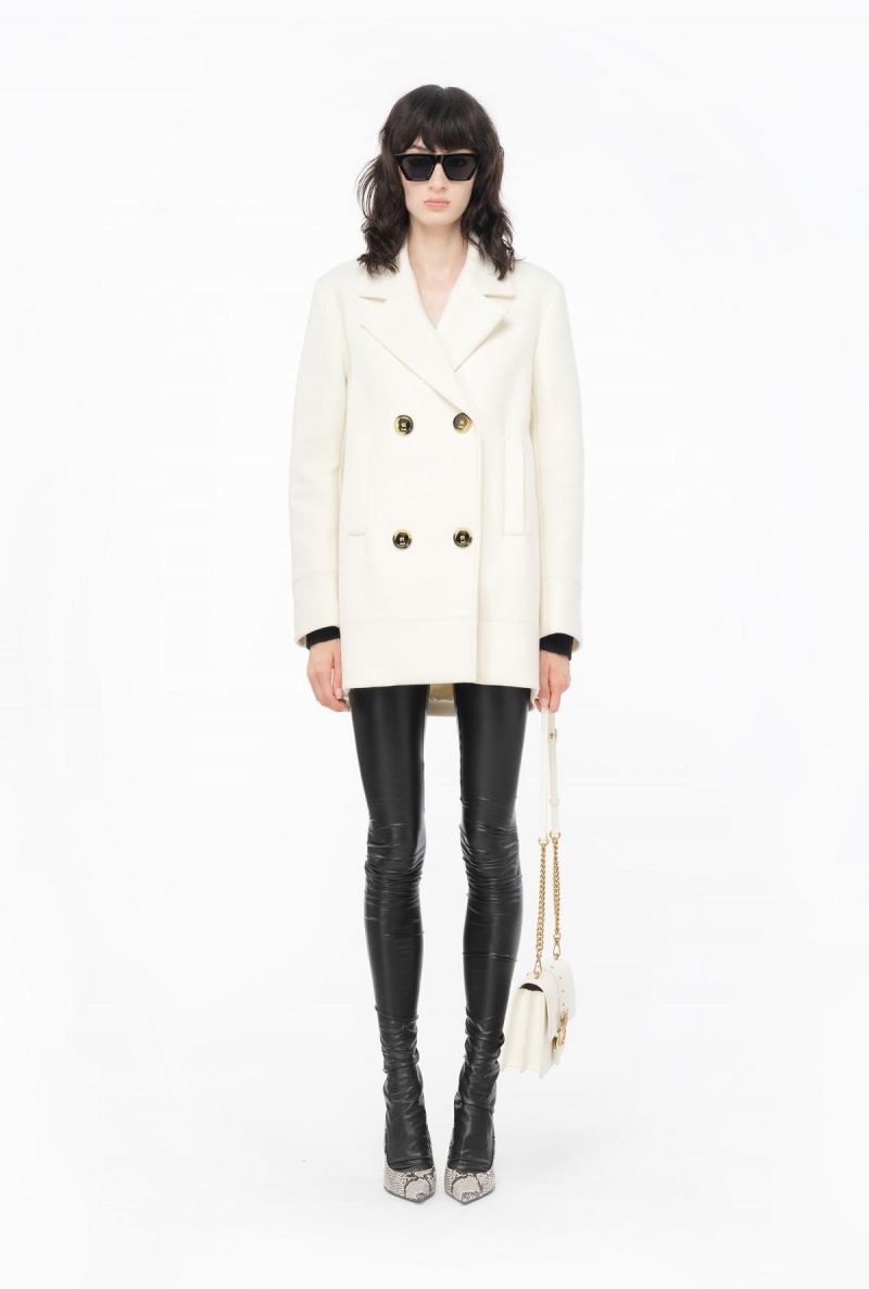 VANILLA ICE-CREAM WHITE Pinko Cloth pea coat | QMYWA96458