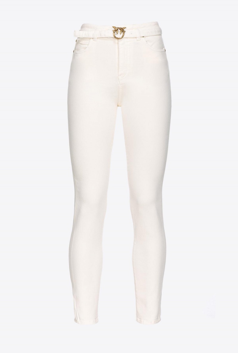 VANILLA ICE-CREAM WHITE Pinko Coloured stretch bull denim skinny jeans | MYZPD71510