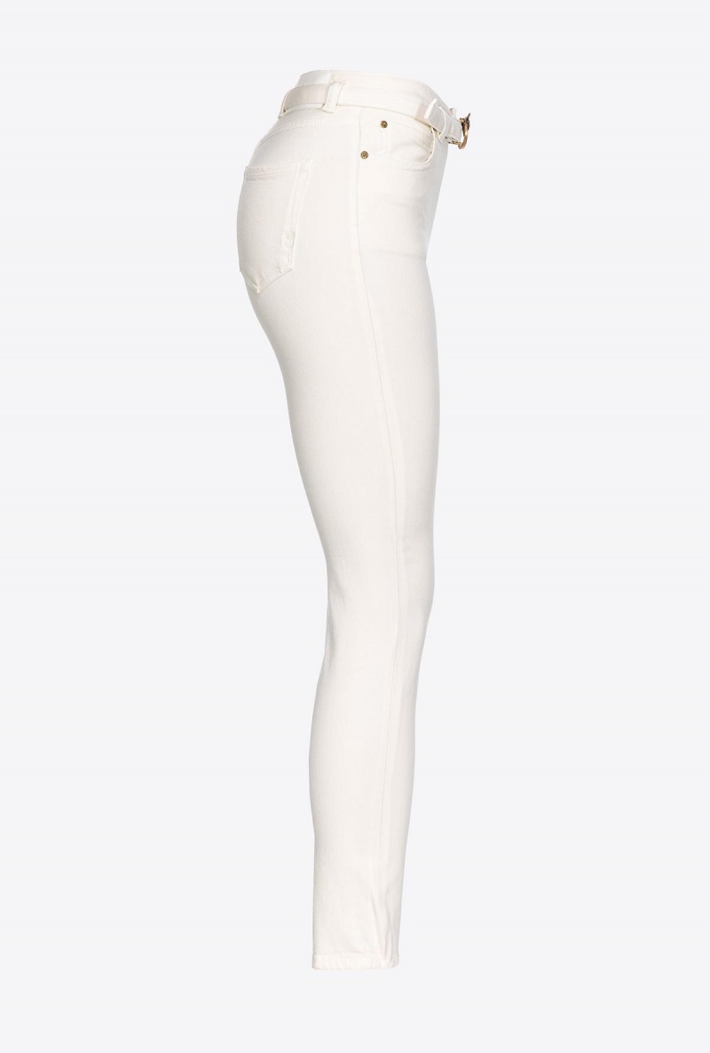 VANILLA ICE-CREAM WHITE Pinko Coloured stretch bull denim skinny jeans | MYZPD71510