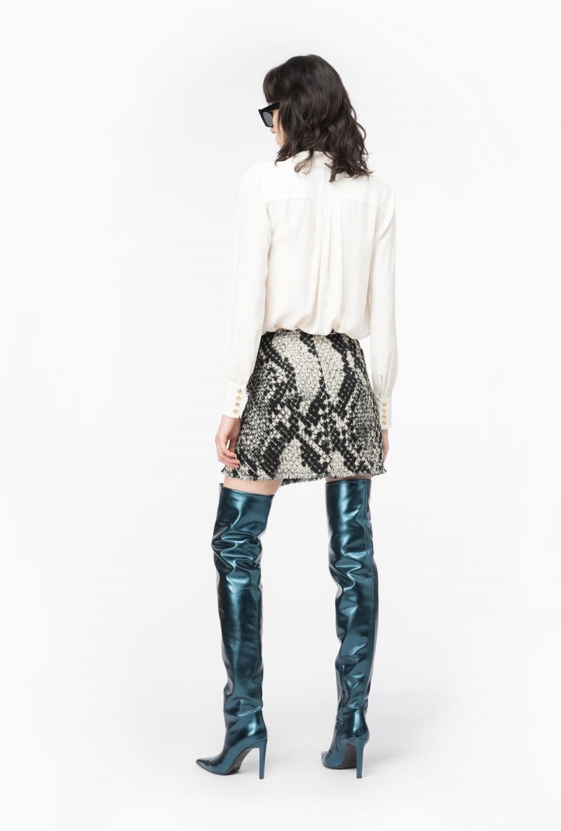 VANILLA ICE-CREAM WHITE Pinko Crepe de Chine blouse with lace | MYNZX51229