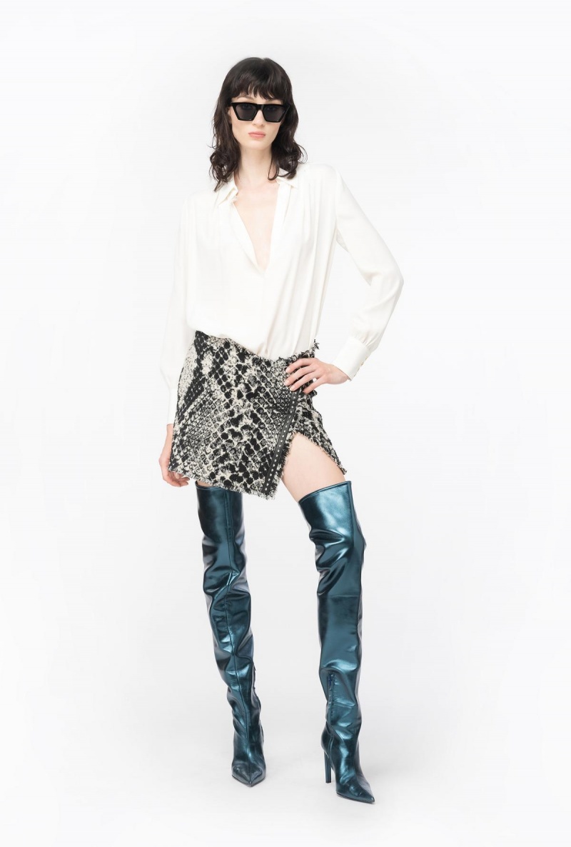 VANILLA ICE-CREAM WHITE Pinko Crepe de Chine blouse with lace | MYNZX51229