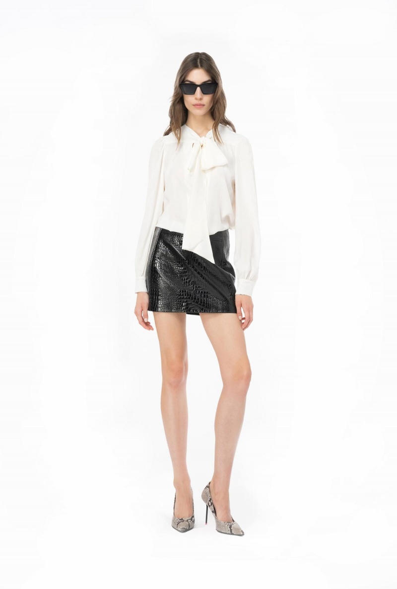 VANILLA ICE-CREAM WHITE Pinko Crepe de Chine blouse with sash | GMYUC56308