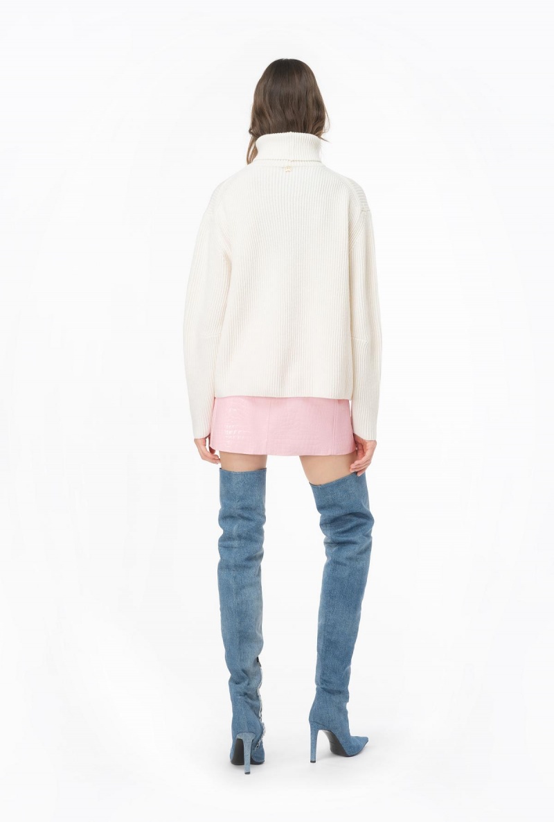 VANILLA ICE-CREAM WHITE Pinko Ribbed turtleneck sweater | XMYBH25166
