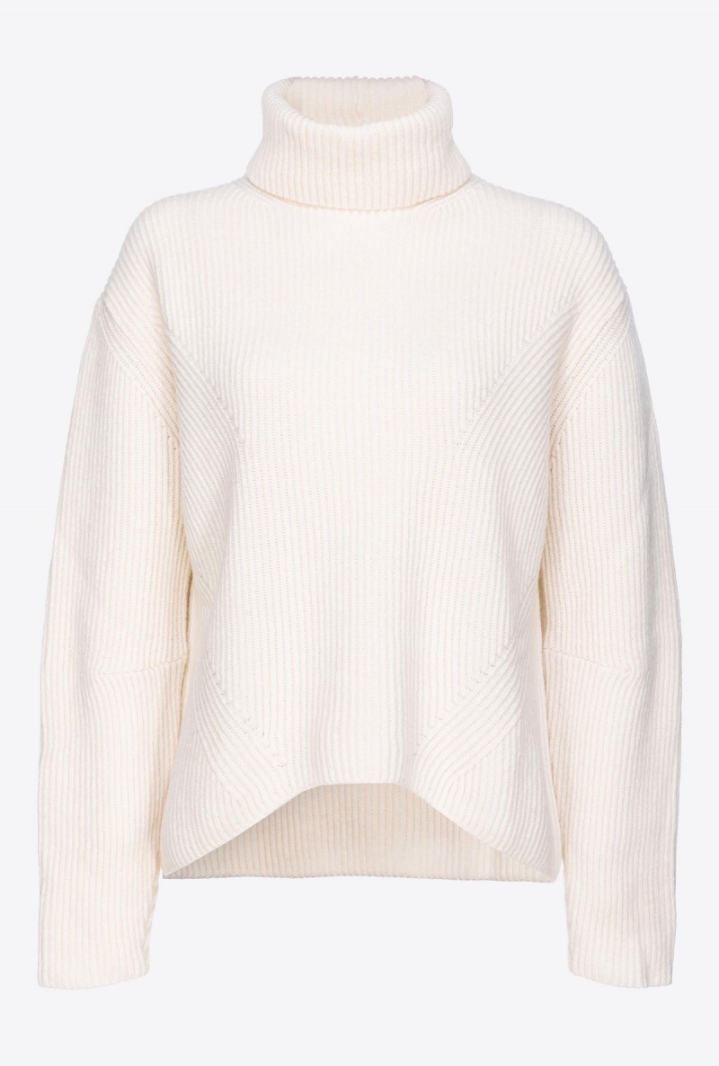 VANILLA ICE-CREAM WHITE Pinko Ribbed turtleneck sweater | XMYBH25166