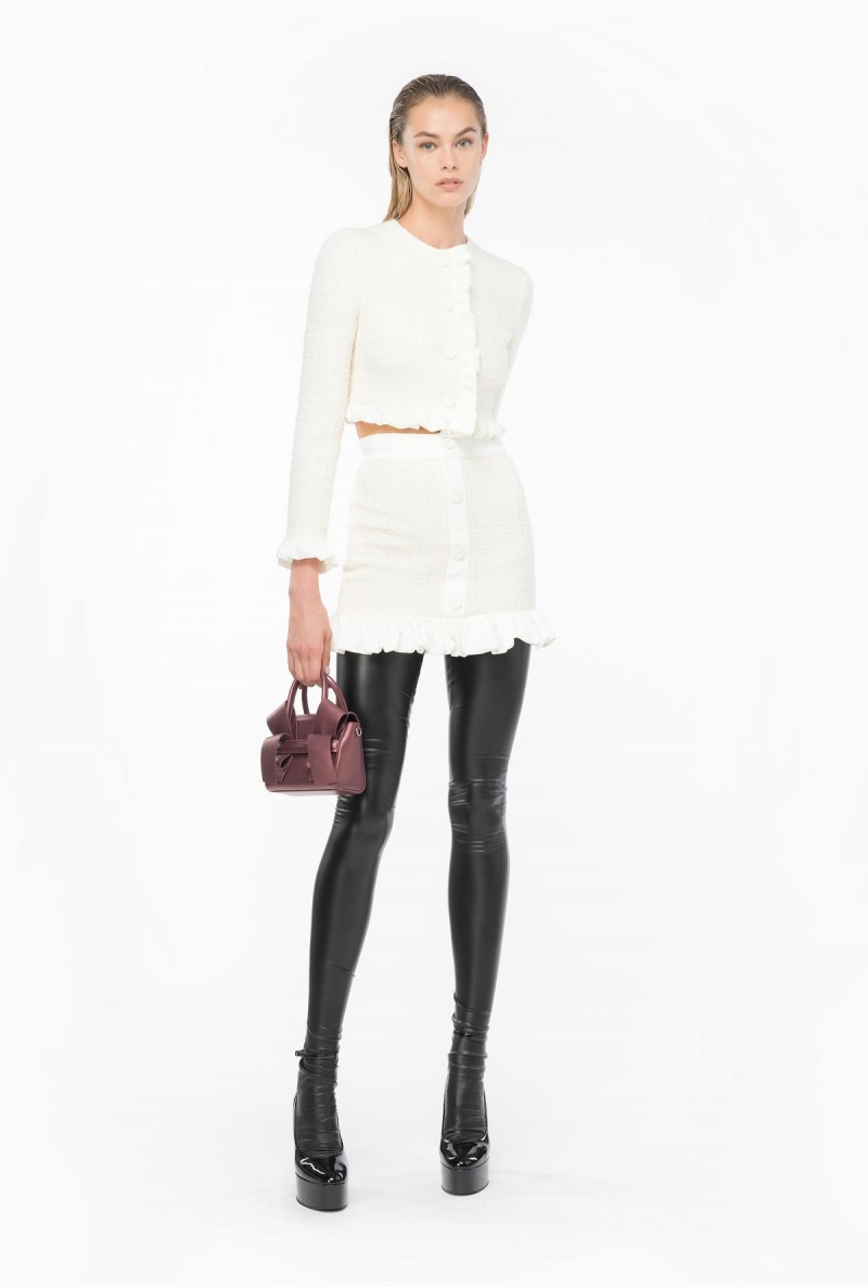 VANILLA ICE-CREAM WHITE Pinko Short tweed jacket with ruching | AMYDF92080