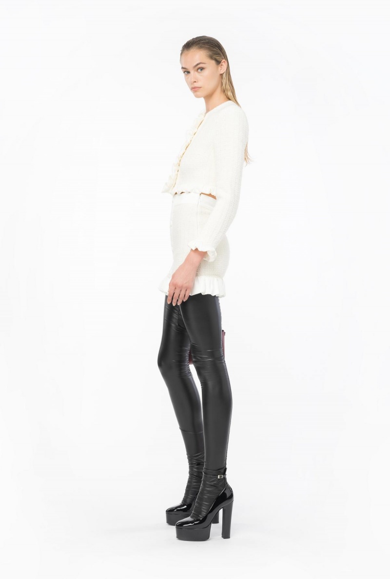 VANILLA ICE-CREAM WHITE Pinko Short tweed jacket with ruching | AMYDF92080