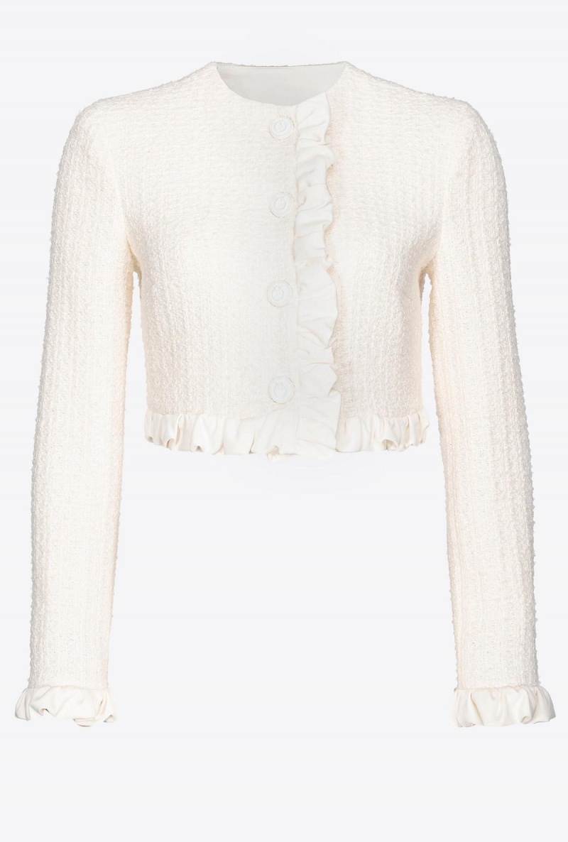 VANILLA ICE-CREAM WHITE Pinko Short tweed jacket with ruching | AMYDF92080