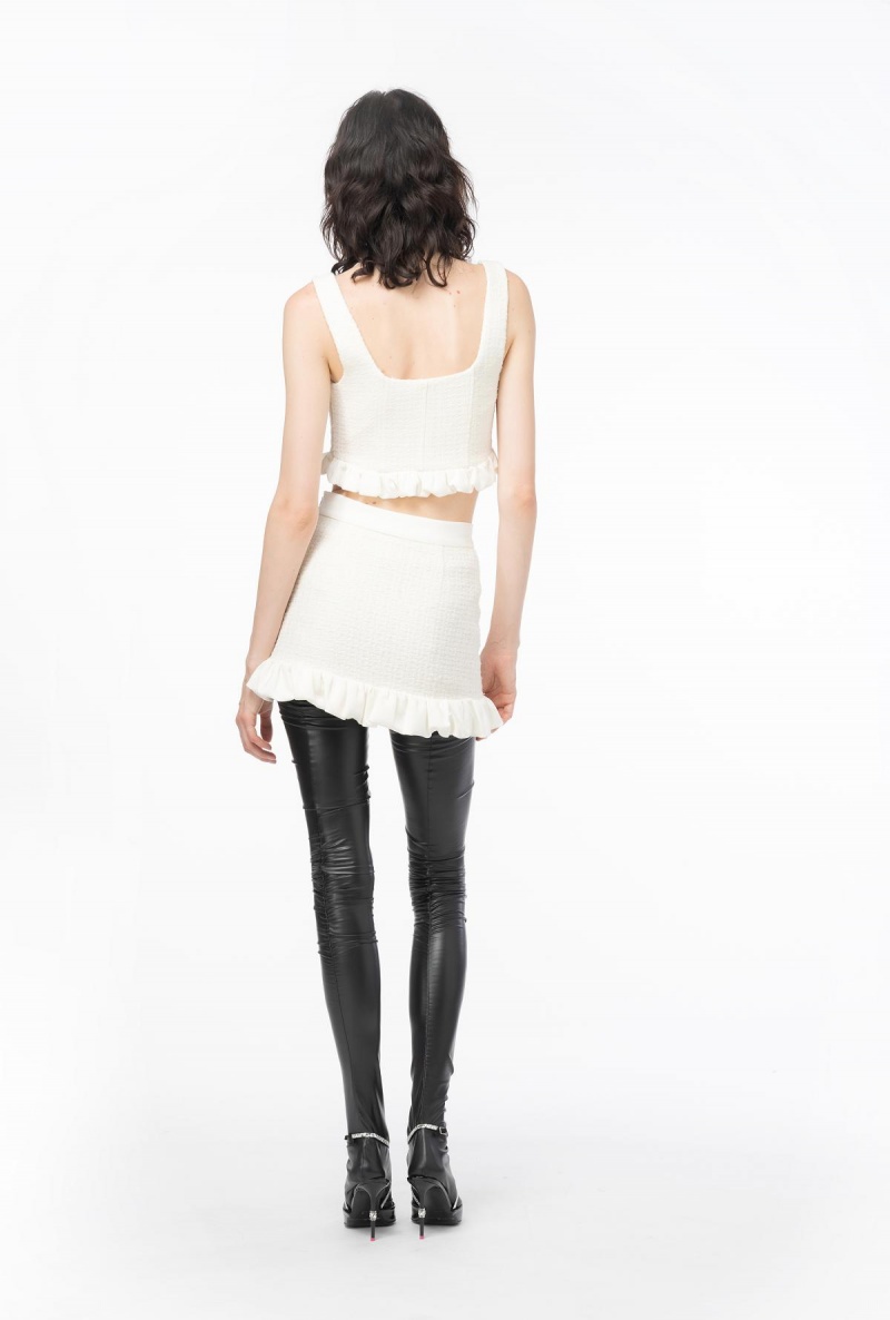VANILLA ICE-CREAM WHITE Pinko Tweed crop top | MYEGJ67254