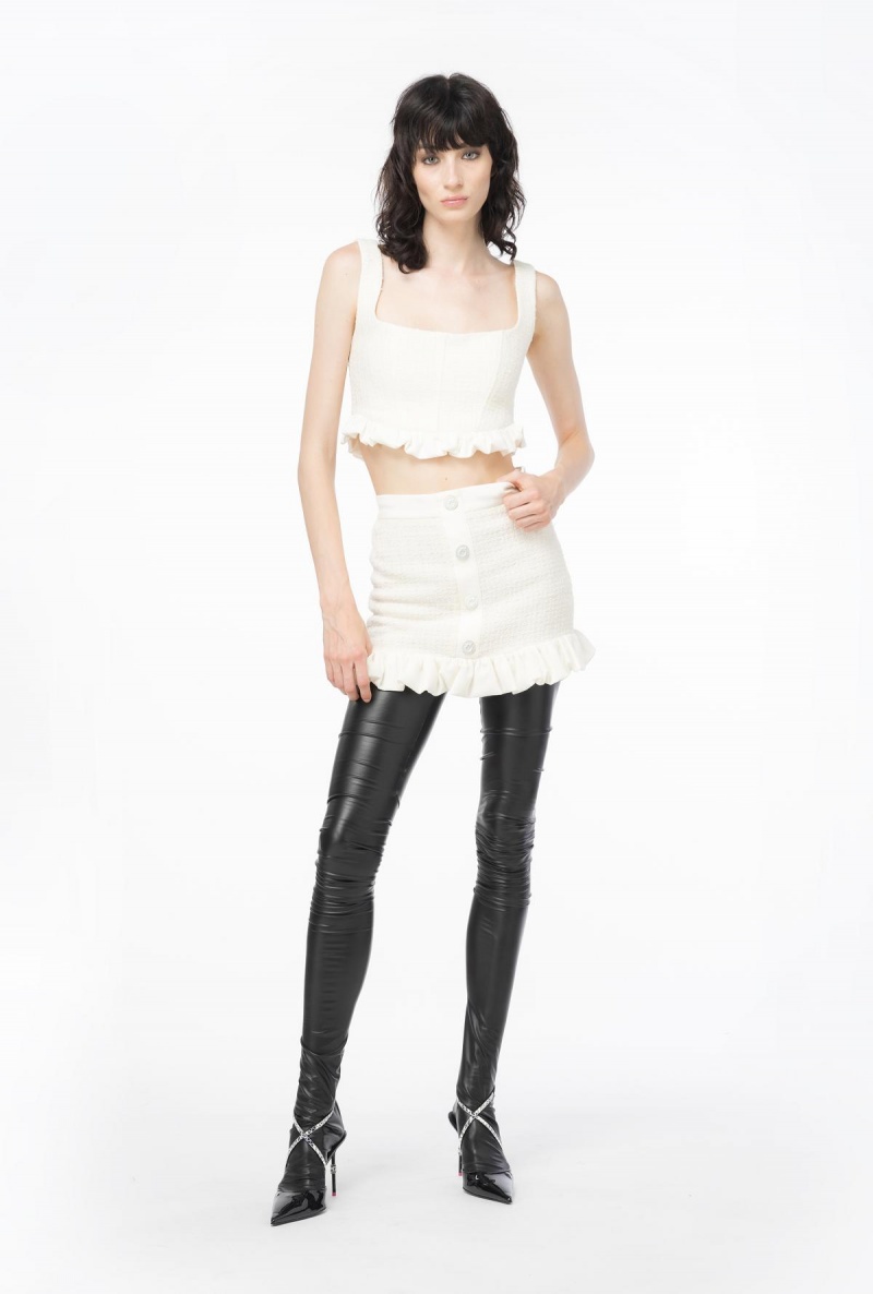 VANILLA ICE-CREAM WHITE Pinko Tweed crop top | MYEGJ67254