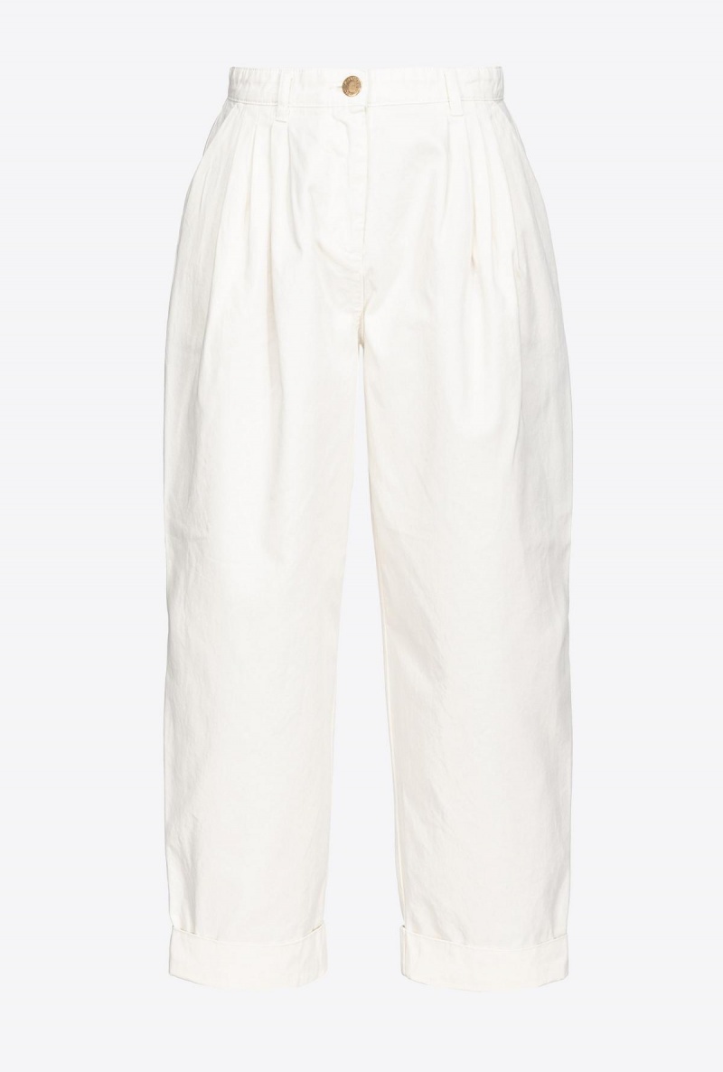 VANILLA ICE-CREAM WHITE Pinko Wide-leg gabardine trousers | DMYVO68660