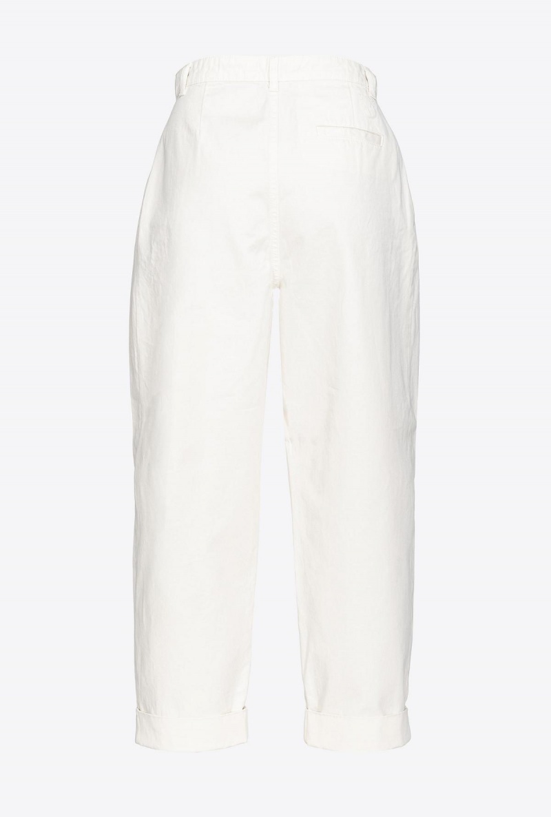 VANILLA ICE-CREAM WHITE Pinko Wide-leg gabardine trousers | DMYVO68660