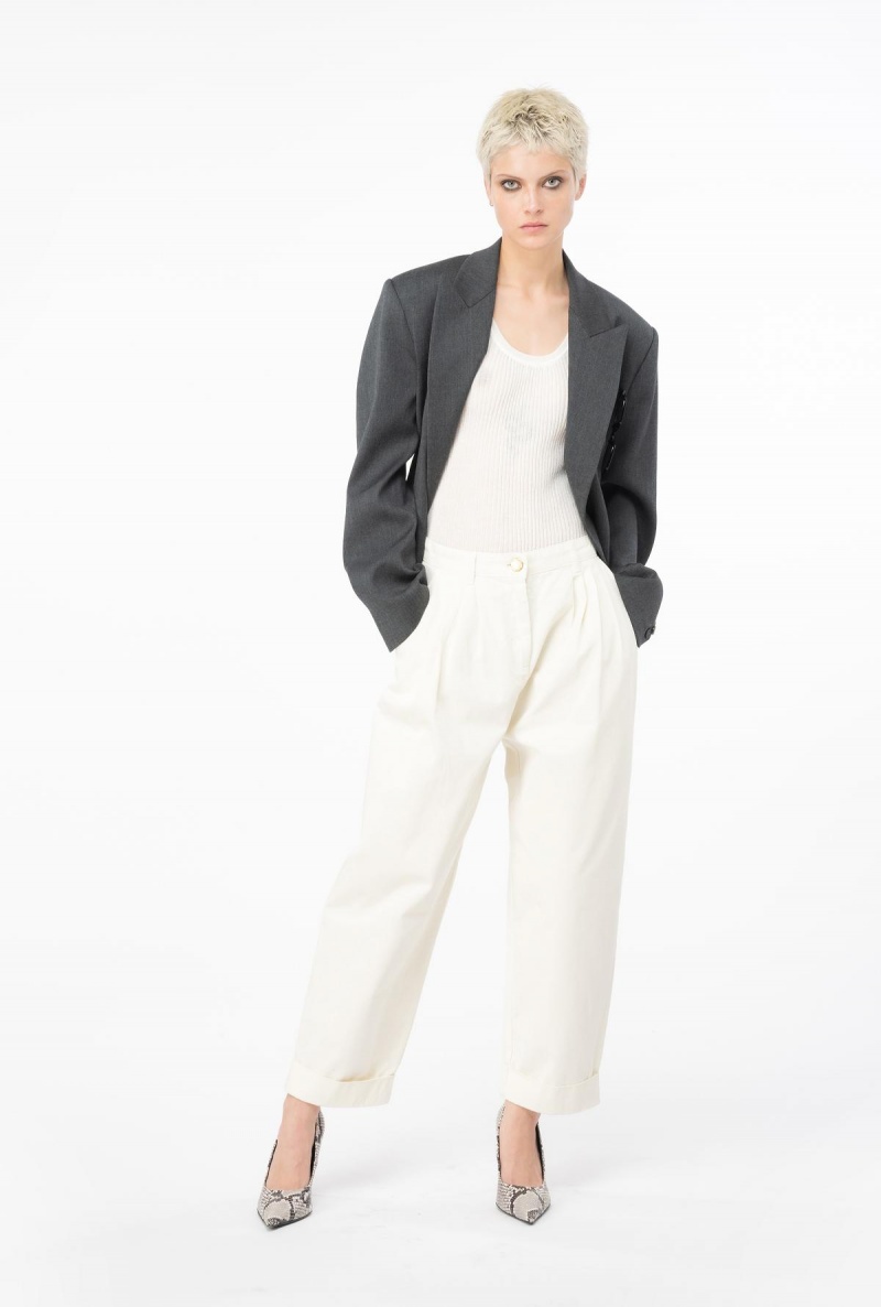 VANILLA ICE-CREAM WHITE Pinko Wide-leg gabardine trousers | DMYVO68660