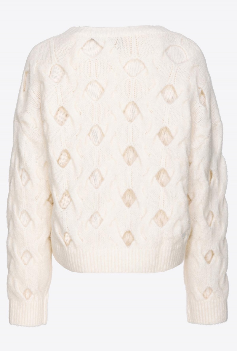 VANILLA ICE-CREAM WHITE Pinko Wool-blend sweater with openwork | EMYVG29000