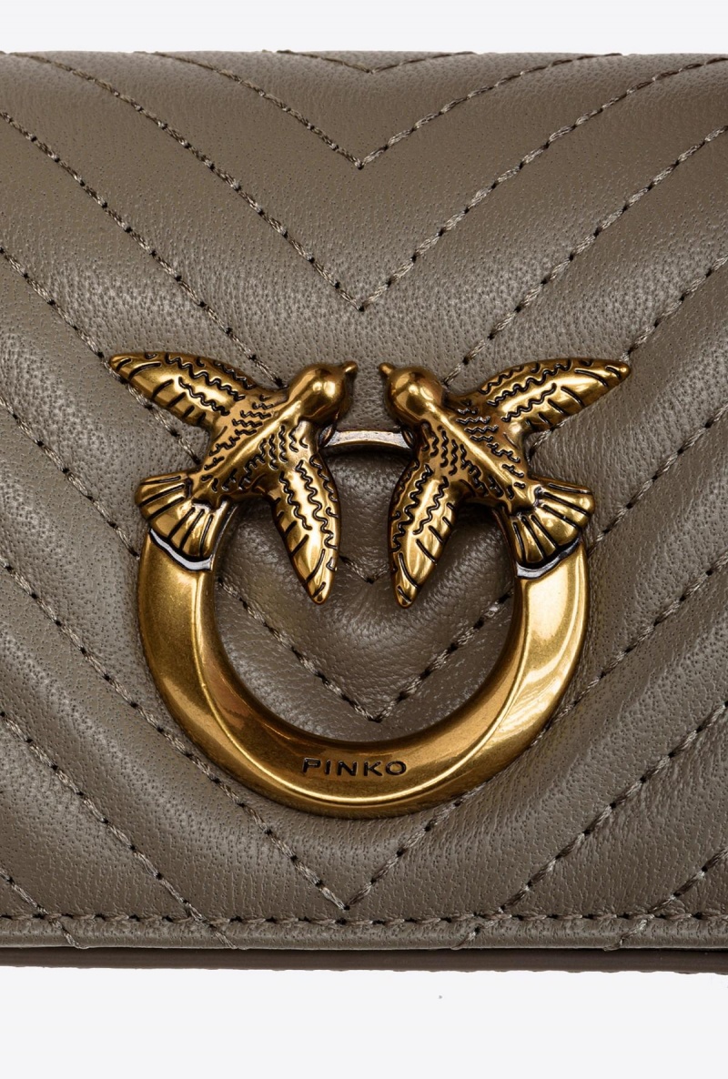 WALNUT-ANTIQUE GOLD Pinko Micro Love Bag Click Chevron | MYEAH22014
