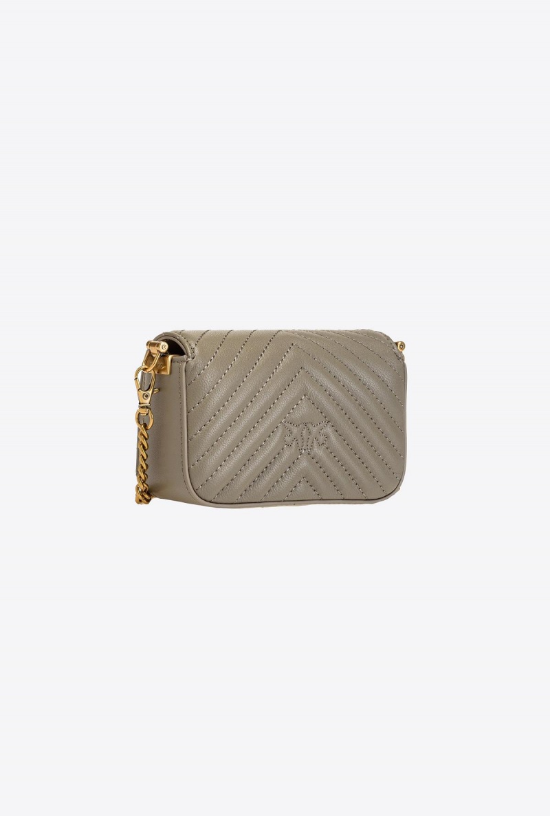 WALNUT-ANTIQUE GOLD Pinko Micro Love Bag Click Chevron | GMYEC27902