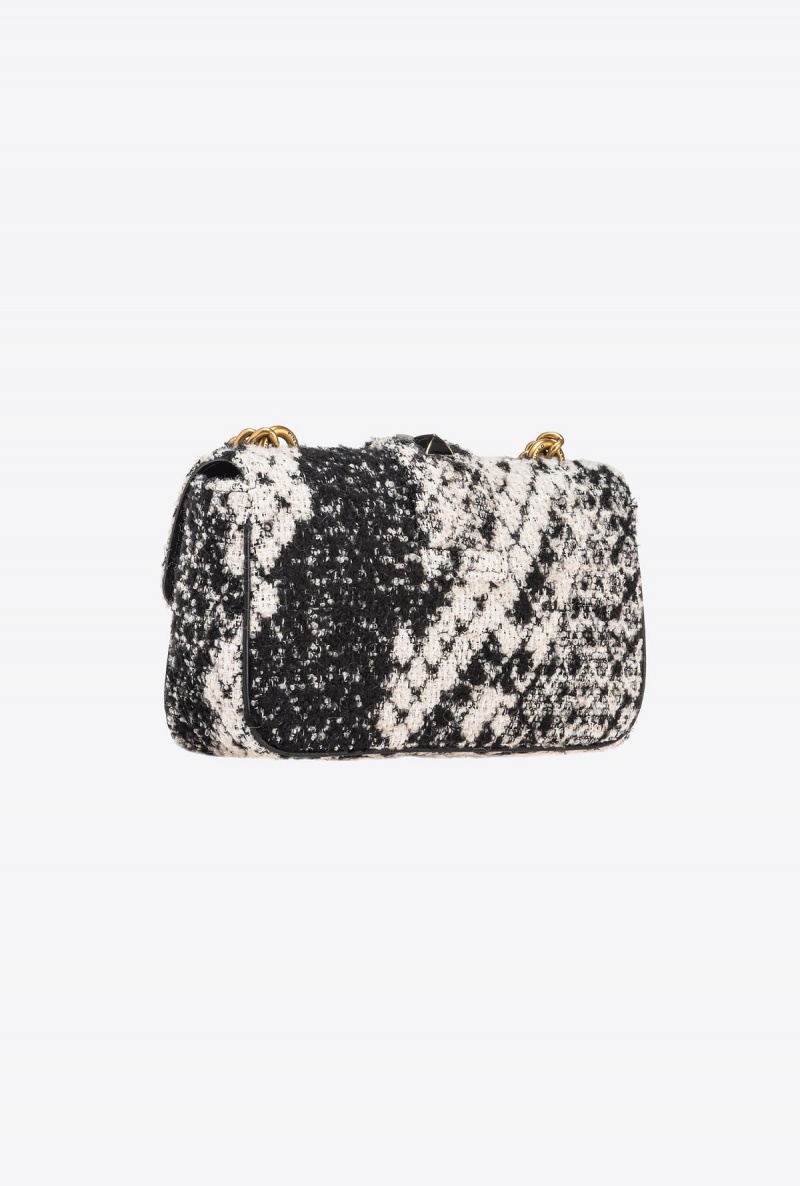 WHITE/BLACK-ANTIQUE GOLD Pinko Mini Love Bag One in snake jacquard | PMYER21466