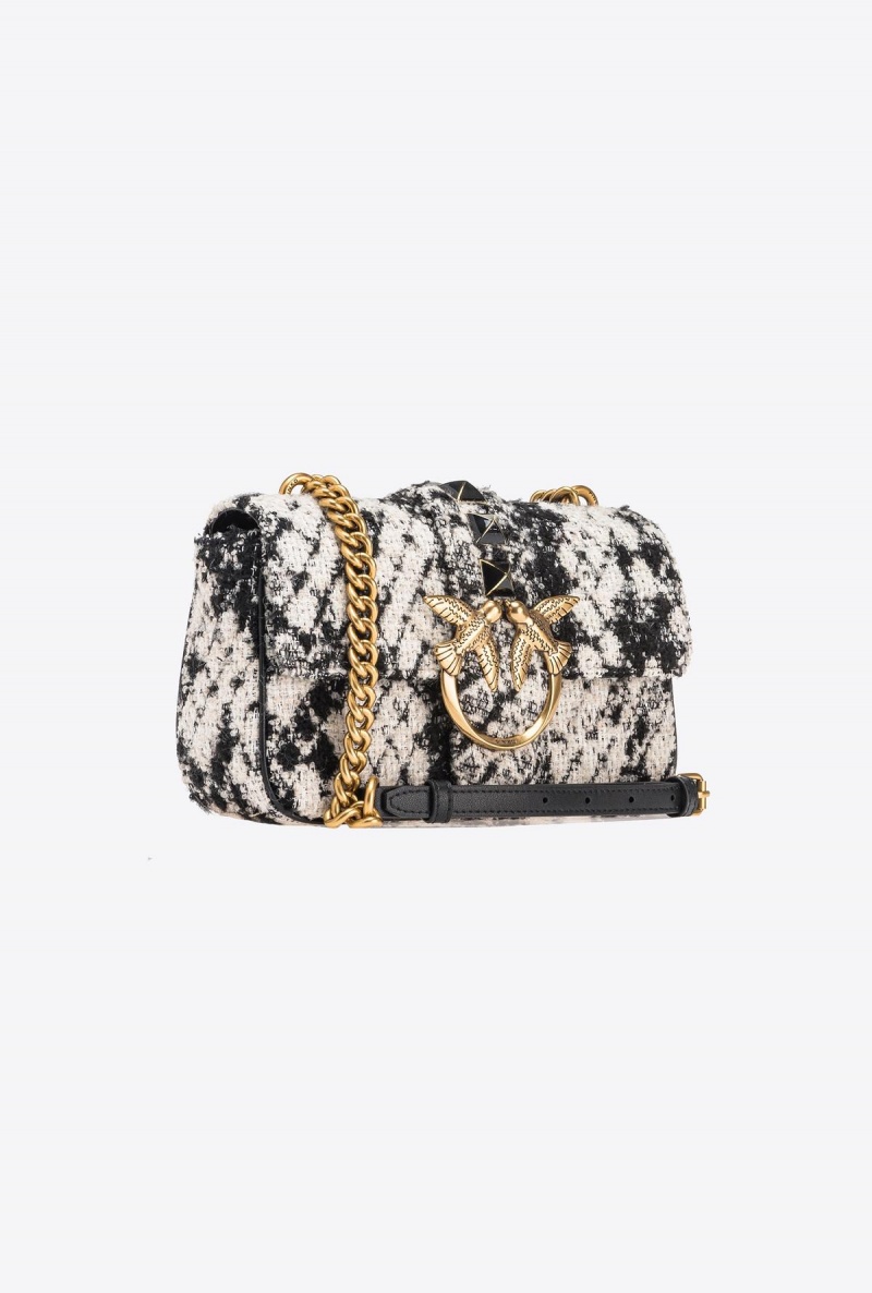 WHITE/BLACK-ANTIQUE GOLD Pinko Mini Love Bag One in snake jacquard | PMYER21466